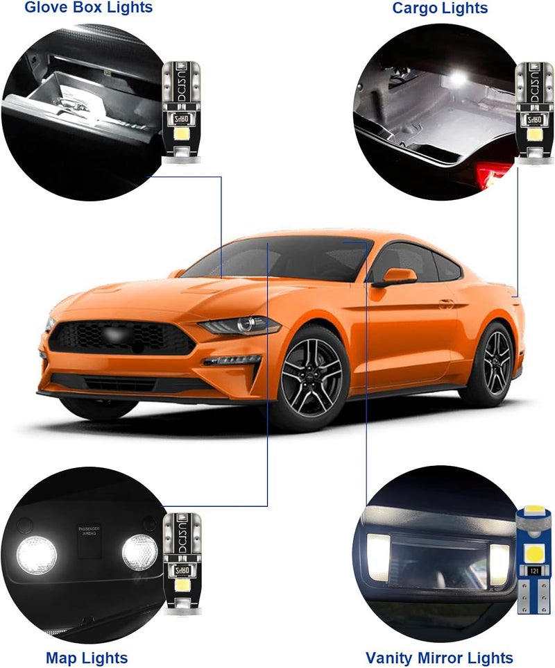 EASY EAGLE LED Interior Car Lights for Ford-Mustang-2015-2021: 8 Piece Kit White LED Light Bulbs - Super Bright 6000K + Install Tool - Image 3